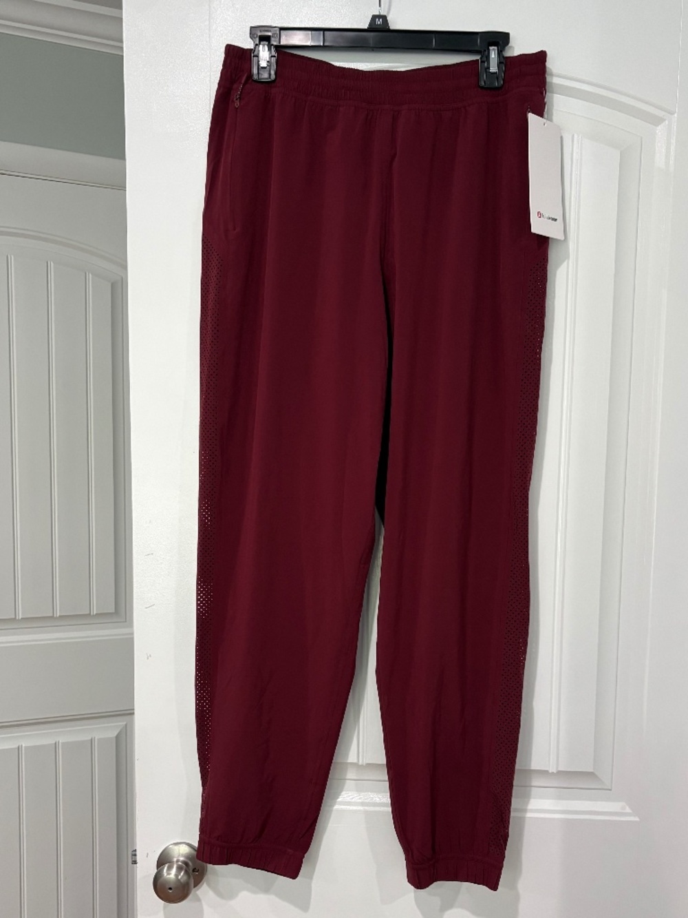 Lululemon Adapted state Mid Rise Jogger perforated stripe Burgundy Bay
